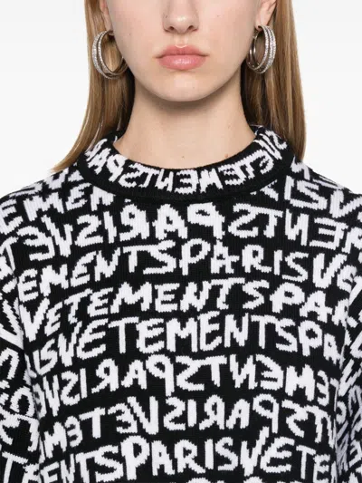 Vetements Paris Monogram Cropped Sweater In Black