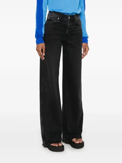 7 For All Mankind Wide-leg Jeans In Black