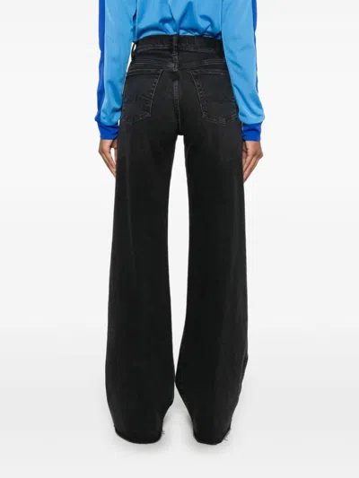 7 For All Mankind Wide-leg Jeans In Black