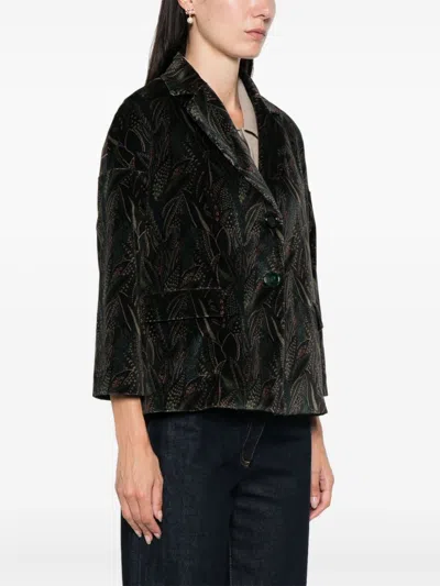 Shop Circolo 1901 Floral-print Jacket In Green