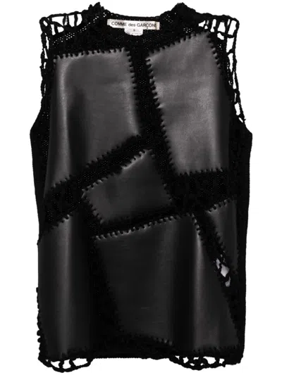 Shop Comme Des Garçons Open-knitted Vest In Black