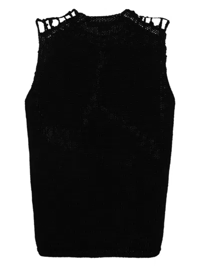 Comme Des Garçons Open-knitted Vest In Black