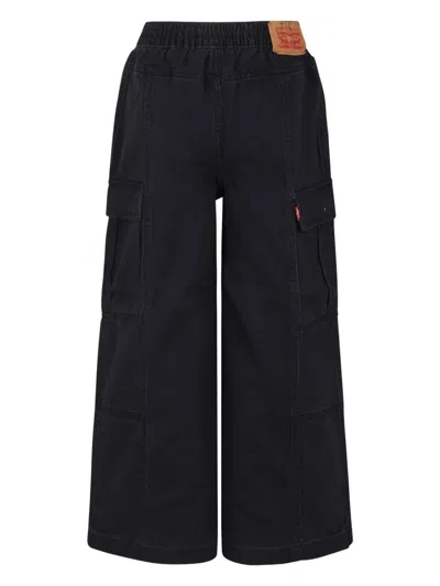 Levi's Wide Leg Black Jeans For Girl With Logo Patch In Grey