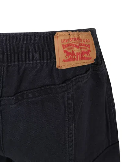Levi's Wide Leg Black Jeans For Girl With Logo Patch In Grey