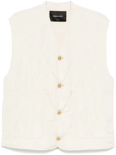 Fabiana Filippi Diamond-quilted Gilet In Neutrals