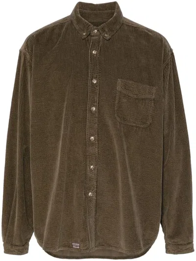 Erl Cotton Corduroy Shirt In Brown