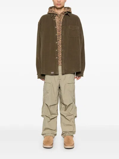 Erl Cotton Corduroy Shirt In Brown
