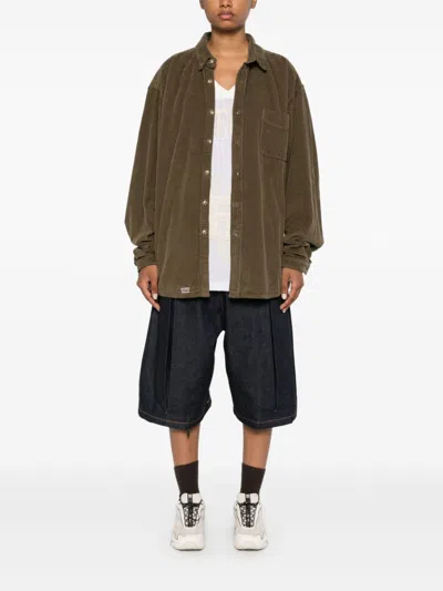 Erl Cotton Corduroy Shirt In Brown