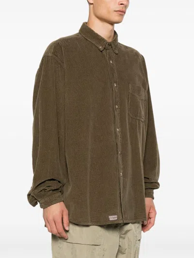 Erl Cotton Corduroy Shirt In Brown