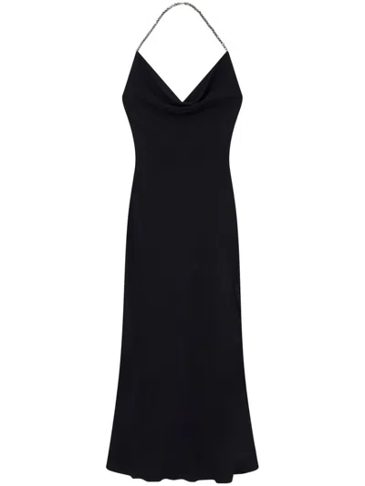 Stella Mccartney Plunge Crystal Halterneck Maxi Dress In Black