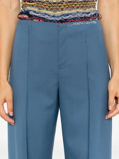 Marni Virgin Wool Trousers In Blue