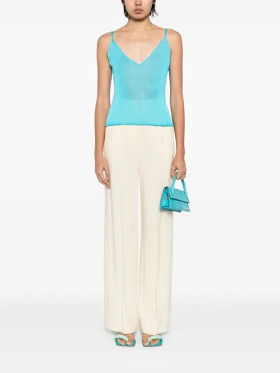 Jacquemus Le Maille Spallina Knitted Top In Blue