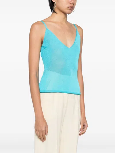 Jacquemus Le Maille Spallina Knitted Top In Blue