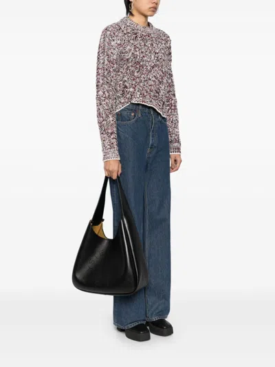 Stella Mccartney Stella Mc Cartney Black Leather Hobo Bag With Logo In Black