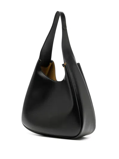 Stella Mccartney Stella Mc Cartney Black Leather Hobo Bag With Logo In Black