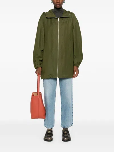 Fabiana Filippi Hooded Coat In Green