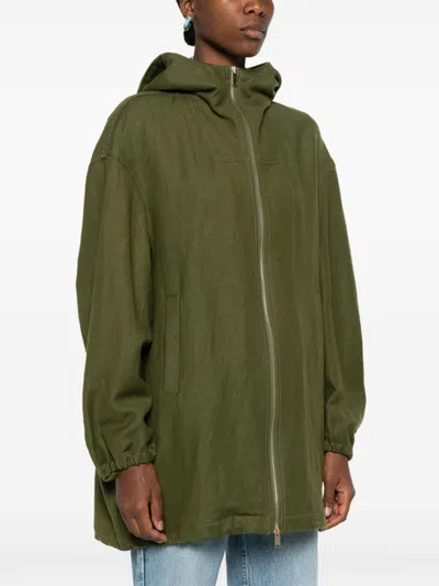 Fabiana Filippi Hooded Coat In Green