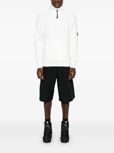 C.p. Company Cp Company Diagonal Raised Fleece Half Zipped Sweatshirt In Neutrals