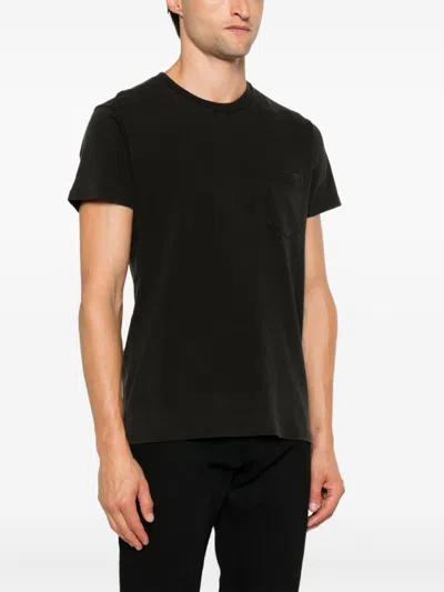Tom Ford Black Stretch Cotton Crew Neck T-shirt In Grey