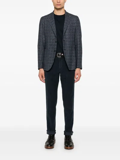 Tagliatore Long-sleeved Suit Coat In Blue