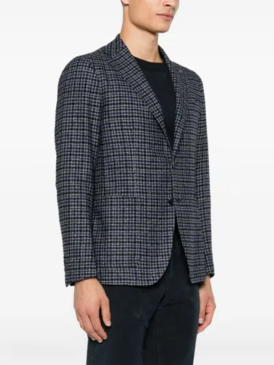 Tagliatore Long-sleeved Suit Coat In Blue