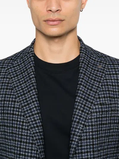 Tagliatore Long-sleeved Suit Coat In Blue