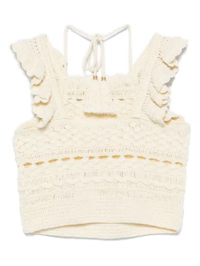 Zimmermann Womens Cream Waverly Ruffled Crochet Cotton Top In Neutrals