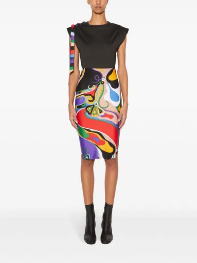 Pucci Orchidee-print Pencil Skirt In Purple