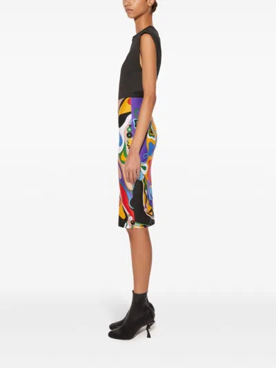 Pucci Orchidee-print Pencil Skirt In Purple