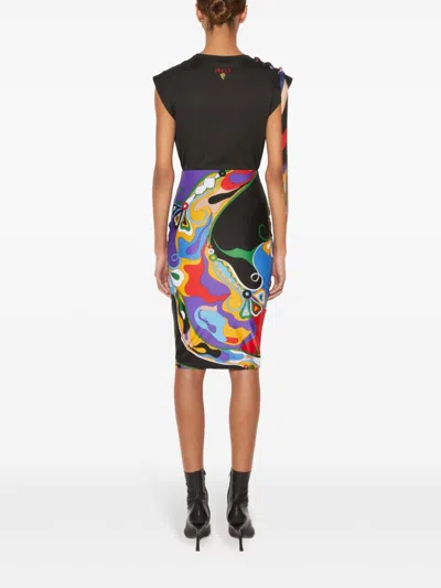 Pucci Orchidee-print Pencil Skirt In Purple