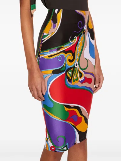 Pucci Orchidee-print Pencil Skirt In Purple