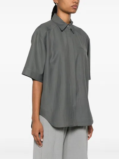 Loulou Studio Moheli Oversized Button-up Shirt In Grey