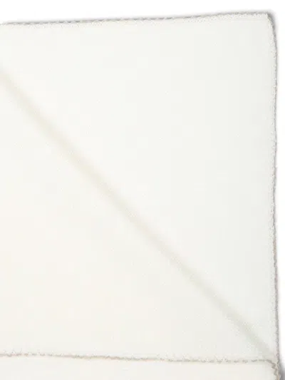 Little Bear Contrasting-trim Blanket In White