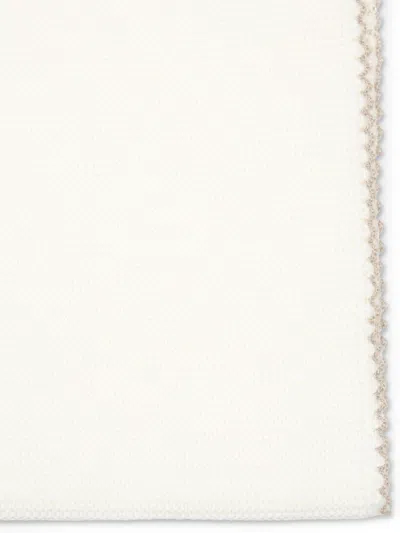 Little Bear Contrasting-trim Blanket In White