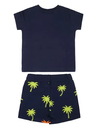 Msgm Tropical-logo-print Clothing Set In Blue