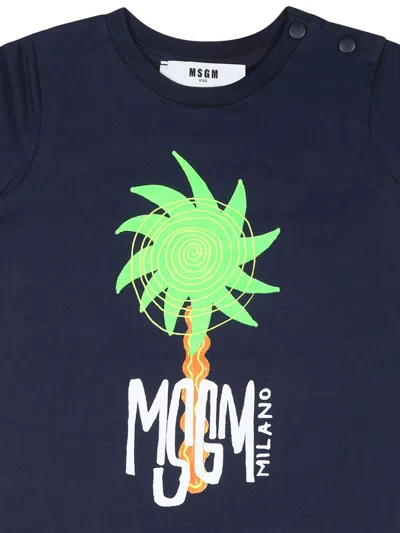 Msgm Tropical-logo-print Clothing Set In Blue