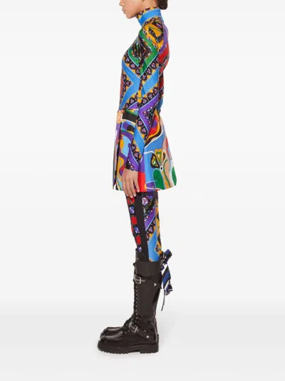 Pucci Orchidee-print Silk Mini Skirt In Purple