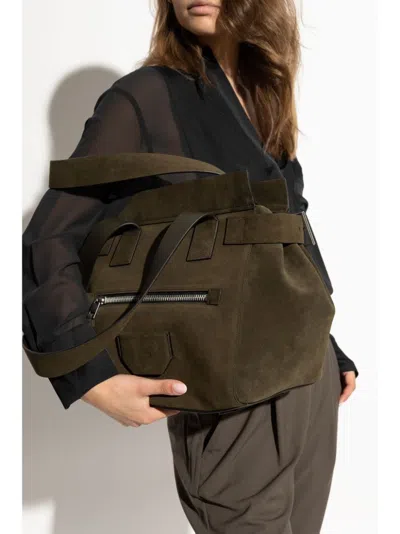 Allsaints Perez Suede Tote Bag In Green