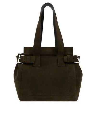 Allsaints Perez Suede Tote Bag In Green