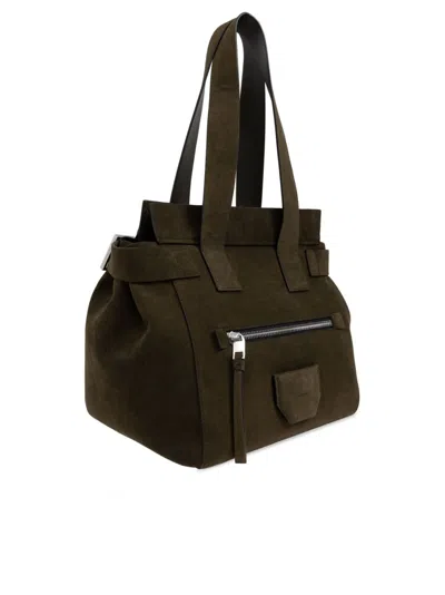 Allsaints Perez Suede Tote Bag In Green