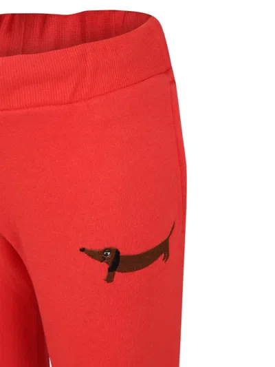 Mini Rodini Red Sweatpants For Kids With Dog In Red