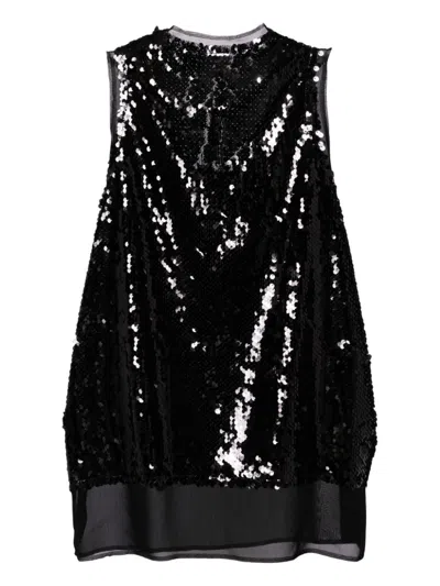 Comme Des Garçons Sequin-embelished Tank Top In Black
