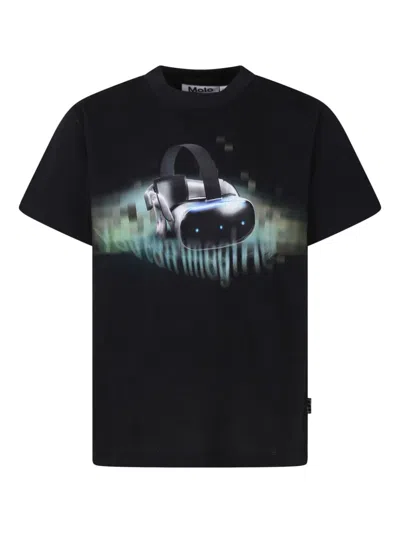 Molo Black T-shirt Rodney With Headset Print For Boy In Black