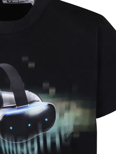 Molo Black T-shirt Rodney With Headset Print For Boy In Black