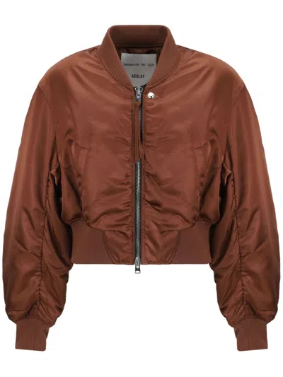 Shop Agolde Jett Bomber Jacket In Brown