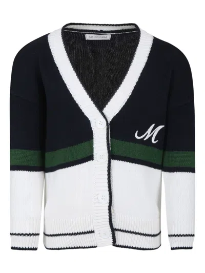 Monnalisa Multicolor Cardigan For Girl With Logo In Black