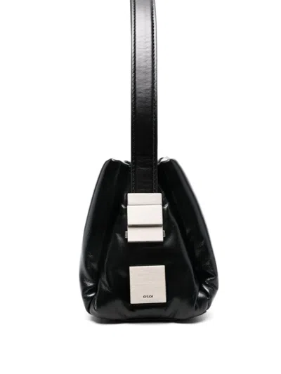 Osoi Pillow Bow Leather Shoulder Bag In Black