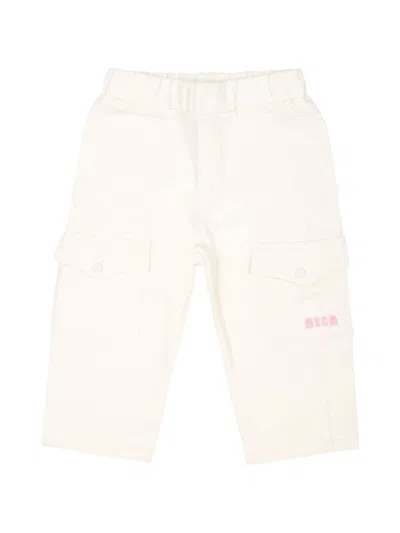 Msgm Logo-embroidered Trousers In White