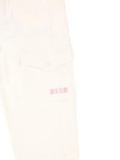 Msgm Logo-embroidered Trousers In White
