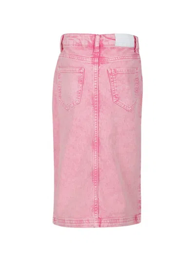 Msgm Pink Denim Skirt For Girl In Pink